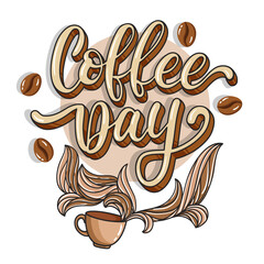 vector illustration of a coffee cup with coffee beans