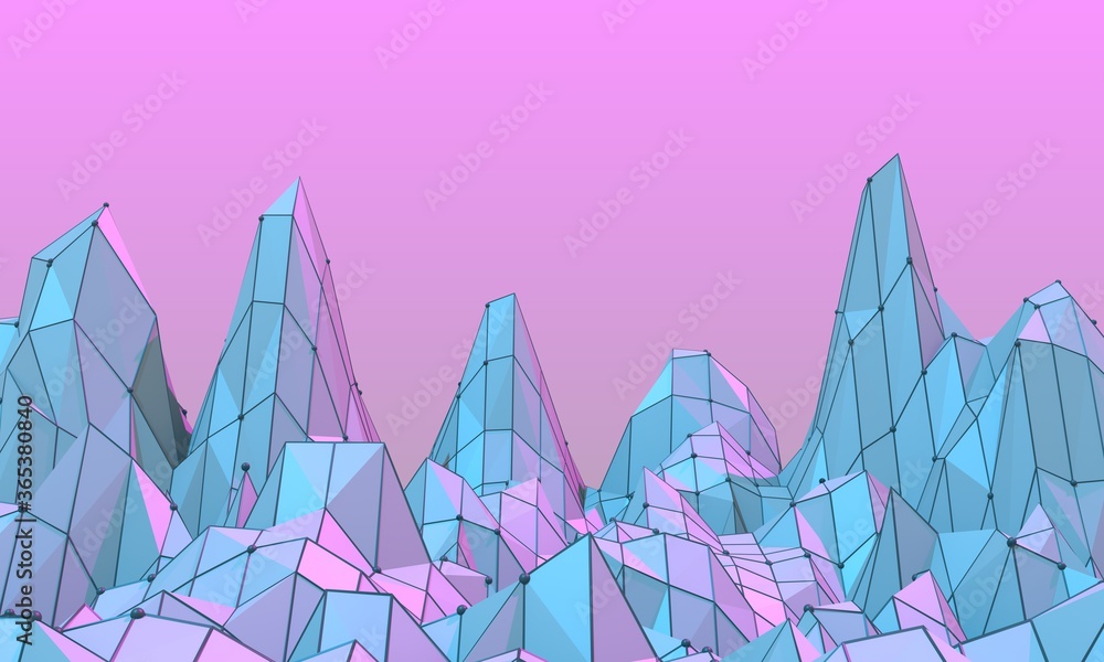 Canvas Prints low poly mountains landscape. polygonal shapes peaks. 3d rendering.