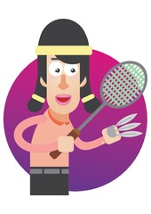 woman playing badminton