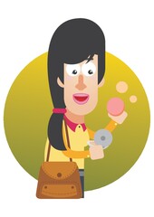 woman applying compact powder