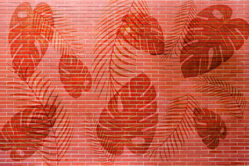 The leaf pattern on the  brick wall can be used as a background.