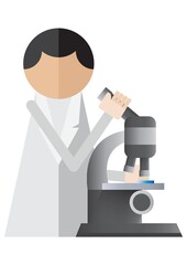 scientist using the microscope