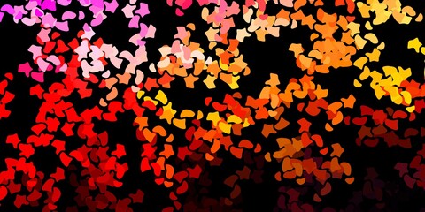 Dark red, yellow vector backdrop with chaotic shapes.