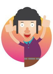 man with thumbs up sign