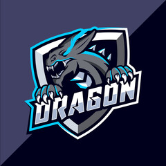 Dragon mascot esport logo design vector