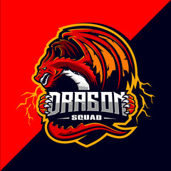 Dragon squad esport mascot logo design vector
