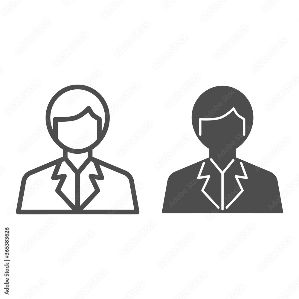 Poster scientist line and solid icon, science concept, chemist sign on white background, scientist avatar i