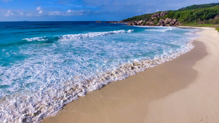 Coast as a background, aerial top view. Turquoise water background from top view. Summer seascape from air