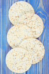 Crunchy rice or corn waffles with spices, healthy dietary breakfast concept