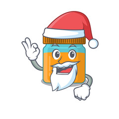 cartoon character of honey jar Santa having cute ok finger