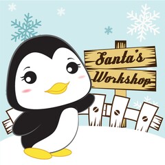 penguin near santas workshop