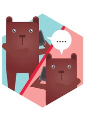 bear cartoons talking over the phone