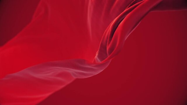 4k Red wave satin fabric loop background.Wavy silk cloth fluttering in the wind.tenderness and airiness.3D digital animation of seamless flag waving ribbon streamer riband.