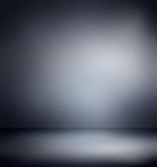 3d dark grey empty room blur background. Spotlight on black wall and floor texture. Basement defocused backdrop.