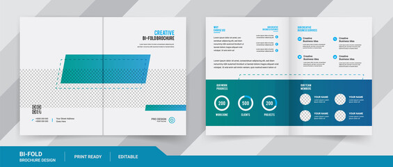 Bi-fold business brochure template design	
