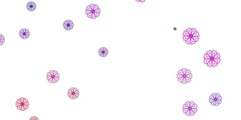 Light Purple, Pink vector doodle pattern with flowers.