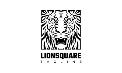 Lion Head Logo - Lion Roar Square Frame Vector