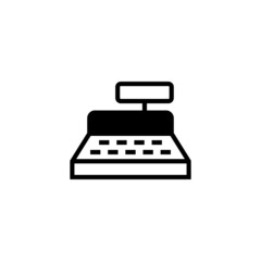 Cashbox vector icon in black flat glyph, filled style isolated on white background