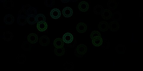 Dark green vector pattern with coronavirus elements.