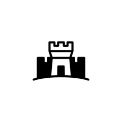 Beach castle, Sand castle icon in black flat glyph, filled style isolated on white background
