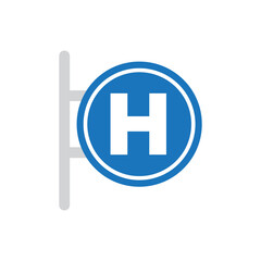 Hospital sign icon design isolated on white background