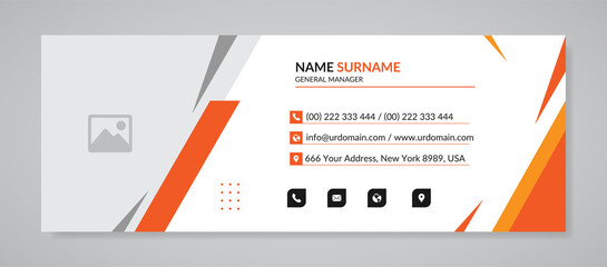 Business email signature with an author photo place modern layout	