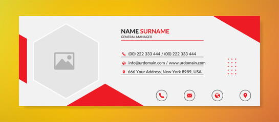 Modern corporate email signature with an author photo place 