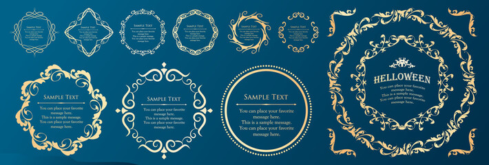 ハロウィンのフレーム素材、ハッピーハロウィン、パーティー、イベント、装飾素材、ビンテージ、アンティー