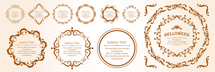 ハロウィンのフレーム素材、ハッピーハロウィン、パーティー、イベント、装飾素材、ビンテージ、アンティー