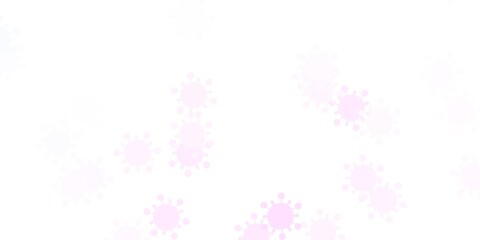 Fototapeta na wymiar Light pink, yellow vector backdrop with virus symbols.