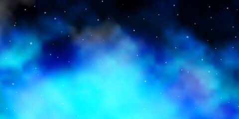 Dark BLUE vector background with small and big stars. Shining colorful illustration with small and big stars. Pattern for wrapping gifts.