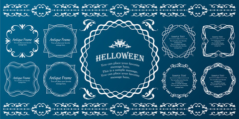 ハロウィンのフレーム素材、ハッピーハロウィン、パーティー、イベント、装飾素材、ビンテージ、アンティー