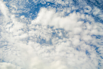Fluffy white cloudy blue sky background : Fresh environment  concept