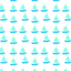 Seamless Childrens Pattern with Boats- Fabric - Wallpaper - Background