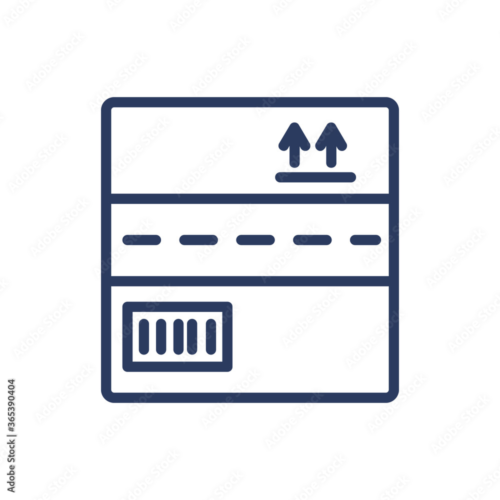 Poster cardboard box with fragile cargo thin line icon. post, parcel, address isolated outline sign. delive