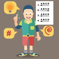 boy with exam answer sheet