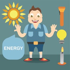 student explaining about energy