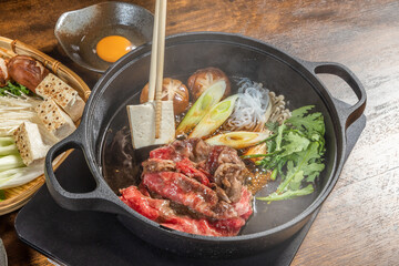 和牛すきやき　Tasty sukiyaki Japanese cuisine