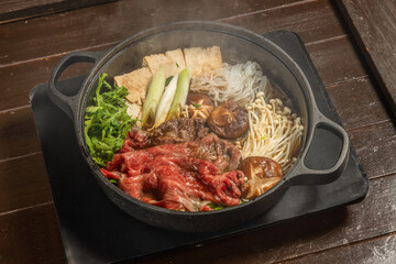 和牛すきやき　Tasty sukiyaki Japanese cuisine