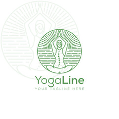 yogaline logo, line art women sitting cross legged vector