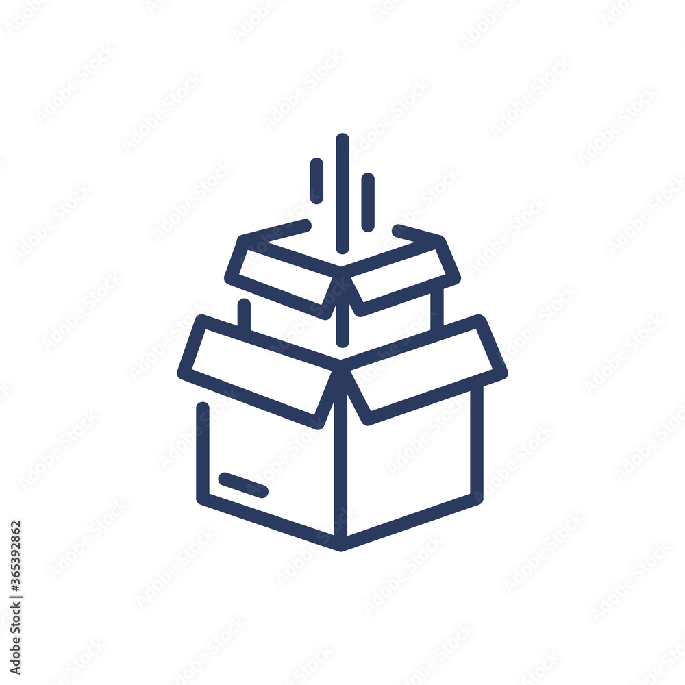Poster double package in boxes thin line icon. cardboard, export, cargo isolated outline sign. delivery and