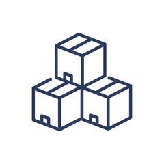 Tree cardboard boxes thin line icon. Cargo, parcel, export isolated outline sign. Delivery and shipping service concept. Vector illustration symbol element for web design and apps