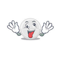 A mascot design of tablet drug having a funny crazy face