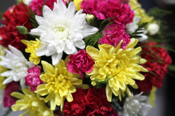 bouquet of bright flowers macro shooting wedding birthday