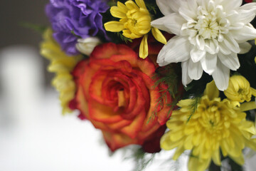 bouquet of bright flowers macro shooting wedding birthday