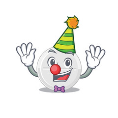 Friendly clown tablet drug mascot design concept
