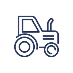 Tractor thin line icon. Heavy machine, agricultural equipment isolated outline sign. Farming, agriculture, rural transport concept. Vector illustration symbol element for web design and apps