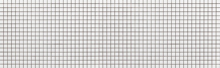 Panorama of white mosaic tile pattern and seamless background