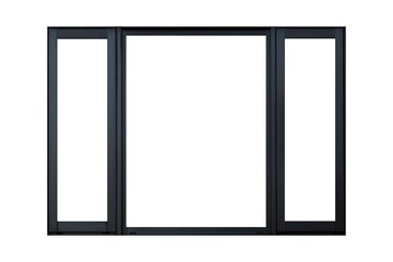 Black aluminium window frame isolated on white background