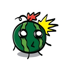 watermelon cartoon character surprised